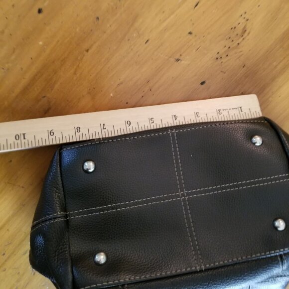 Vtg Tignanello Black Pebbled Leather Convertible Bag Tote Crossbody Bucket - Picture 6 of 15